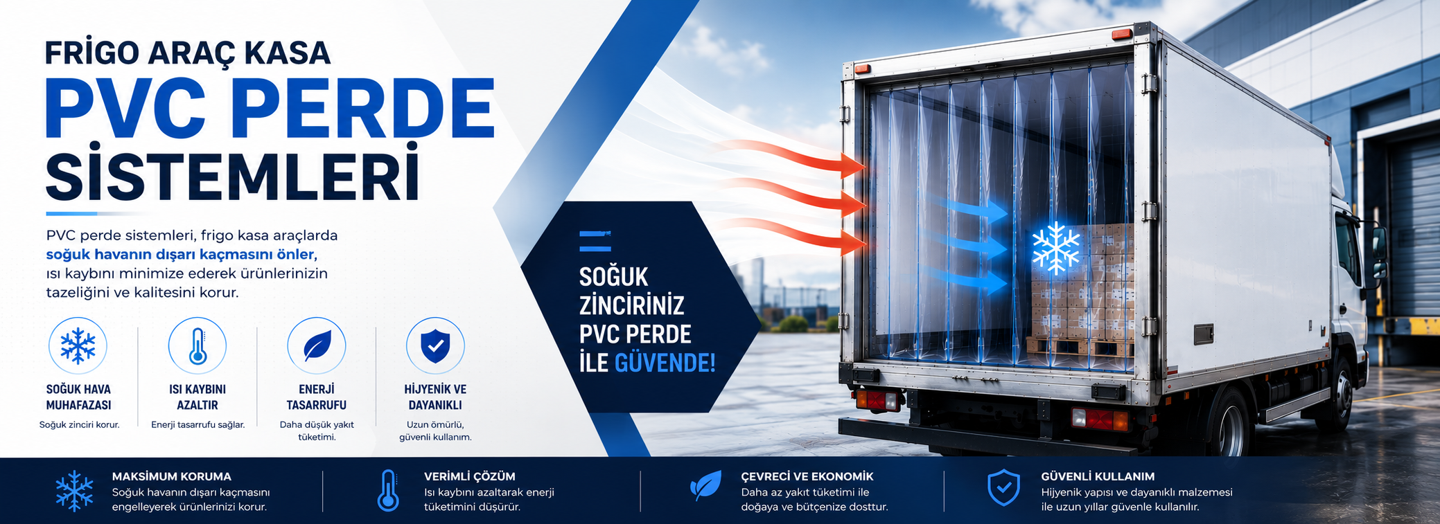 Frigo araç kasa PVC perde sistemleri ile soğuk zincir koruması
